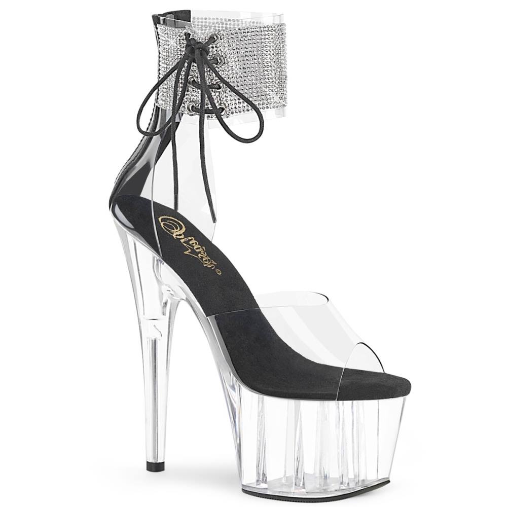 Pleaser - ADORE724RS Sandale à bride à la cheville, Pole dance chaussures - Chaussures de pole dance - Couleur argent/Transparent Product image